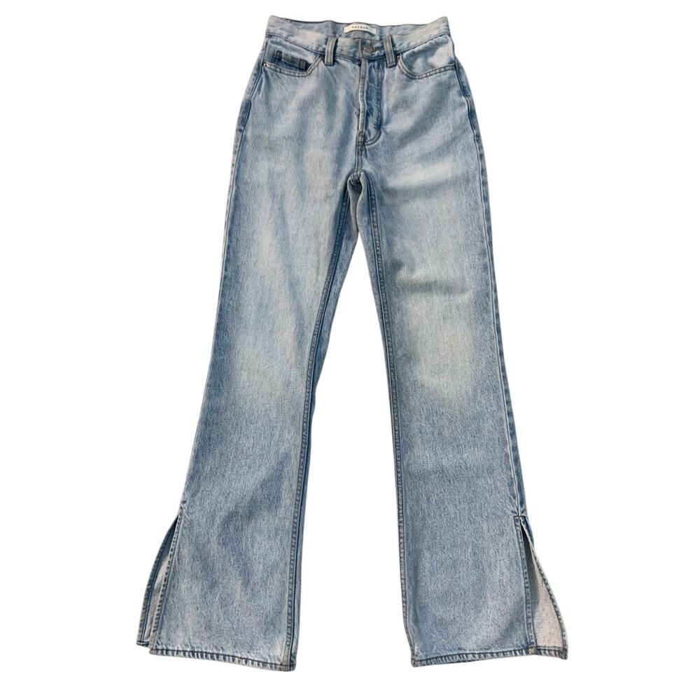 PACSUN Women size 24 High Rise Bootcut Slit Hems Button Front Jeans Light Wash